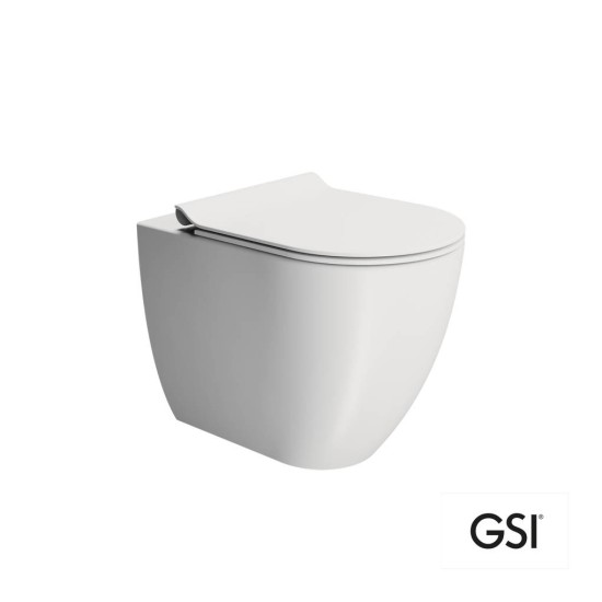 GSI Pura 55 Swirl Λεκάνη Υ/Π με Κάλυμμα MS86SC Super Slim, Soft Close White Matt