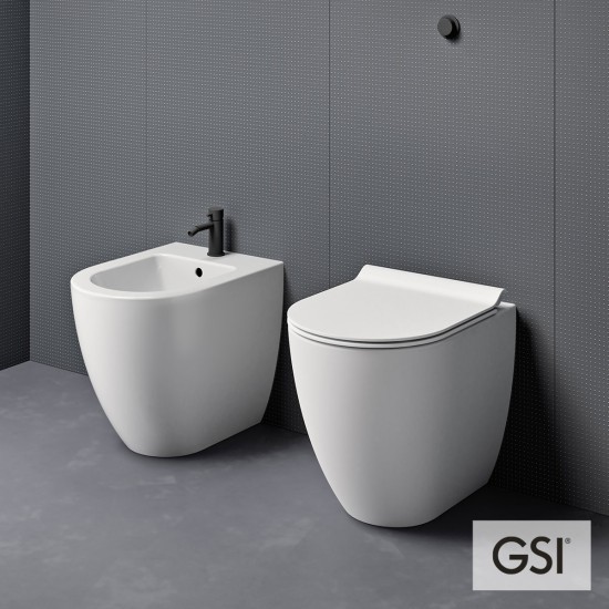 GSI Pura 55 Swirl Λεκάνη Υ/Π με Κάλυμμα MS86SC Super Slim, Soft Close White Matt