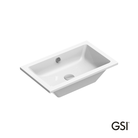 GSI Kube, Νιπτήρας 60x37cm, Υποκαθήμενος με Υπερχείληση, Λευκός