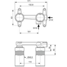 Ideal Standard Multisuite, Εσωτερικός μηχανισμός εντοιχιζόμενης μπαταρίας νιπτηρα.