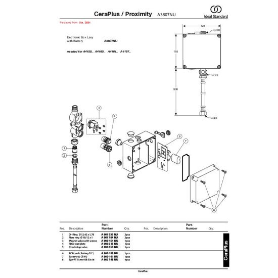 Ideal Standard,  Ηλεκτρονικό κουτί 126x615mm με neutral φινίρισμα