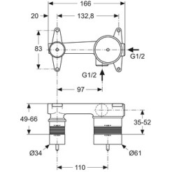 Ideal Standard Melange, Εσωτερικό τμήμα εντοιχιζόμενης μπαταρίας νιπτήρος.