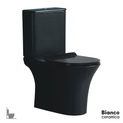 Bianco Ceramica Aida 65 Rimless Λεκάνη ΧΠ Π/Σ με Καζανάκι – Μηχανισμό και Κάλυμμα 9620SC, Black Matt