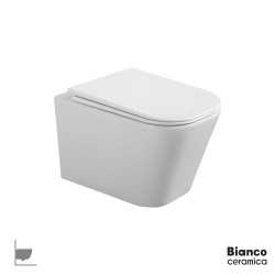 Bianco Ceramica Alba 49 Rimless, Επίτοιχη Λεκάνη με Κάλυμμα 9500SC White
