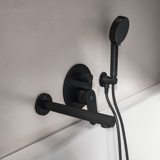 Ideal Standard Ceralife O, Επιτοίχιο ρουξούνι λουτρού, Silk Black