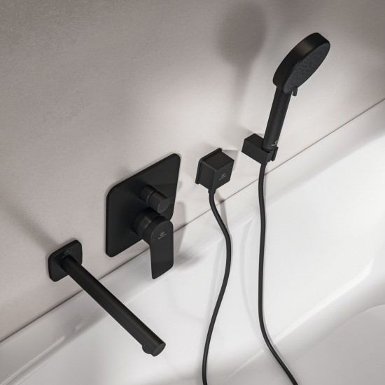 Ideal Standard Ceralife C, Επιτοιχη Εκροη 21cm, Black Matt