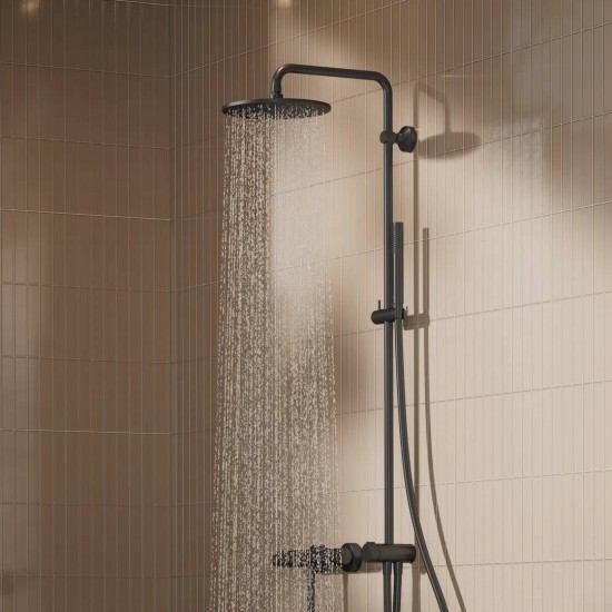 Ideal Standard IdealRain, Βέργα Ντους 2 Εξόδων με Κεφαλή, Σπιράλ Τηλέφωνο, Matt Black