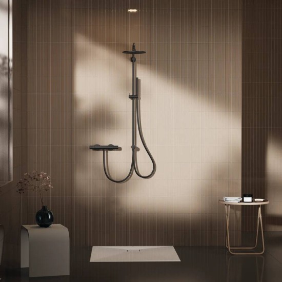 Ideal Standard IdealRain, Βέργα Ντους 2 Εξόδων με Κεφαλή, Σπιράλ Τηλέφωνο, Matt Black