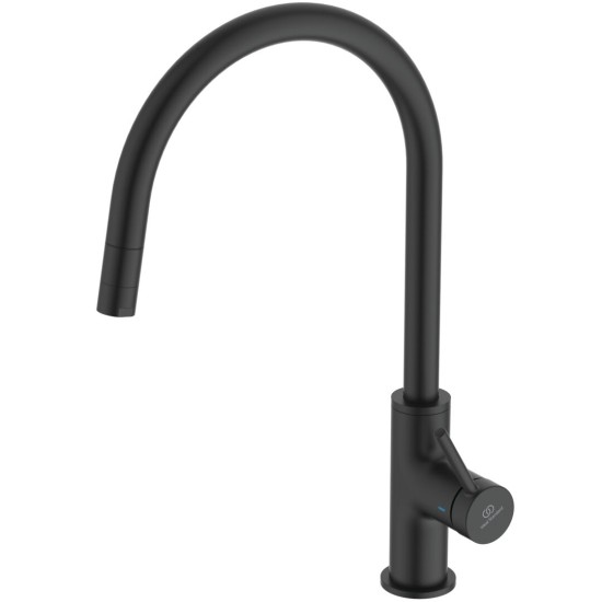 Ideal Standard Ceraline Nuovo, Μπαταρία κουζίνας, 1 λειτουργίας, με αποσπώμενο ντουσάκι, Matt Black