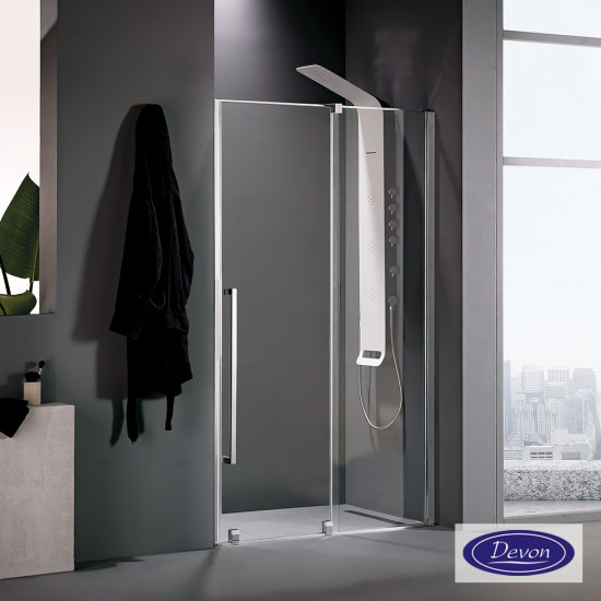 Devon Breeze Slider 150 (147-151cm), Clear, Clean Glass, Chrome