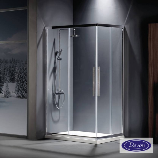 Devon Flow, Corner Entry 100x100cm, Clear, Clean Glass