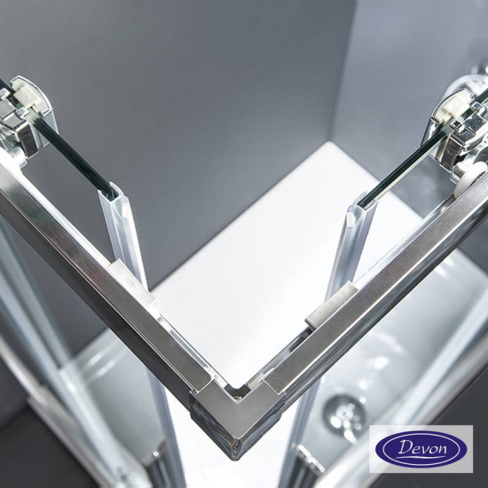 Devon Flow, Corner Entry 100x100cm, Clear, Clean Glass