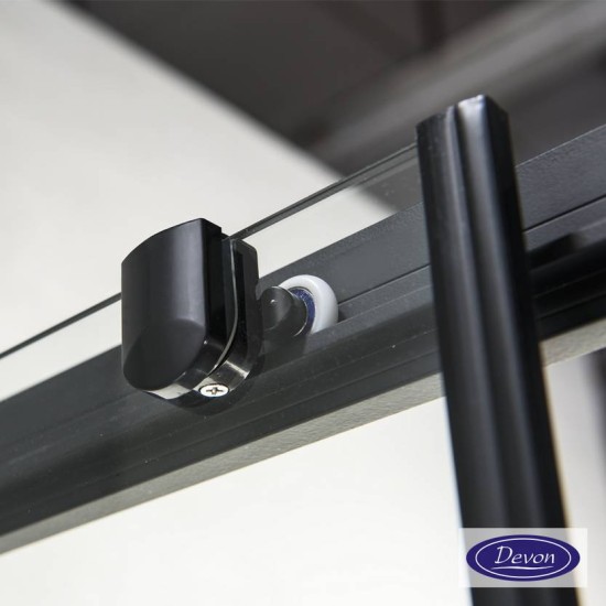 Devon Flow Corner Entry, Διαχωριστικό Ντουζιέρας, Black Matt Clean Glass 100x100cm