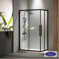 Devon Flow Corner Entry, Διαχωριστικό Ντουζιέρας, Black Matt Clean Glass 110x120cm