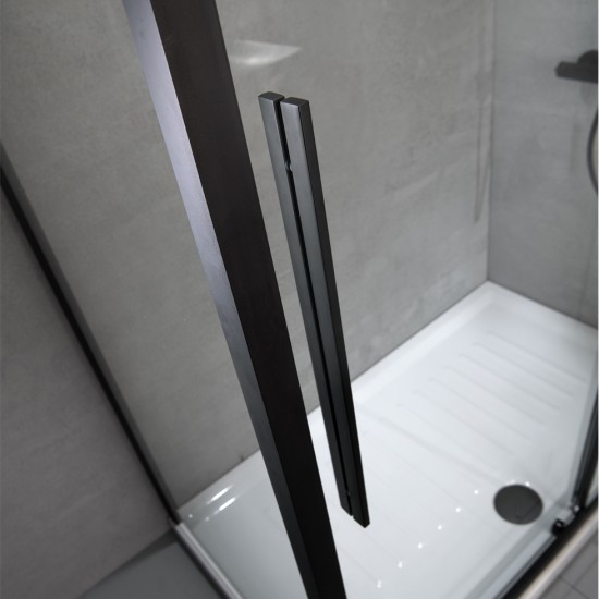 Devon Flow Corner Entry, Διαχωριστικό Ντουζιέρας, Black Matt Clean Glass 80x80cm