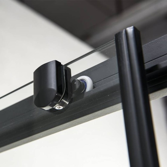 Devon Flow Corner Entry, Διαχωριστικό Ντουζιέρας, Black Matt Clean Glass 90x90cm