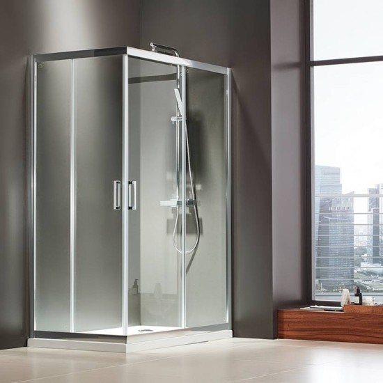 Axis Corner Entry, 110x110cm, Clear, Clean Glass.