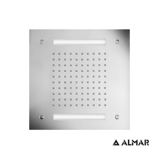 Almar Easy Light Tempation, Κεφαλή Ντους Οροφής με Χρωματοθεραπεία 30X30cm, Inox Finish