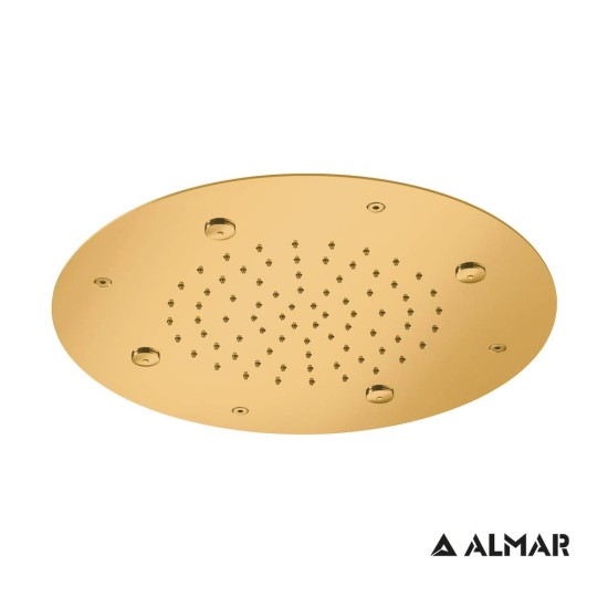 Almar Tempation Mist, Κεφαλή ντους εντοιχισμού οροφής Φ38cm, Brushed Gold