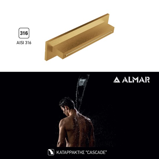Almar Καταρράκτης XL 34,6X8cm, Inox PVD, Brushed Gold