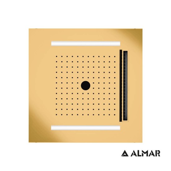 Almar Temotion Κεφαλή Οροφής με Χρωματοθεραπεία 50x50 (E044302) Inox PVD Brushed Gold