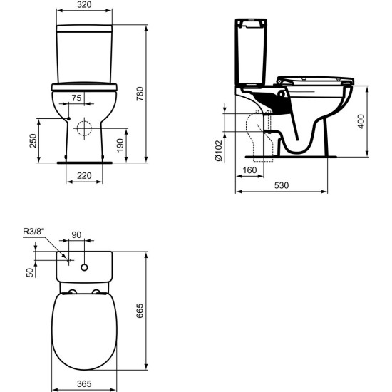 Ideal Standard Connect, WC Pack, λεκάνη χαμηλής πίεσης ΟΑ.