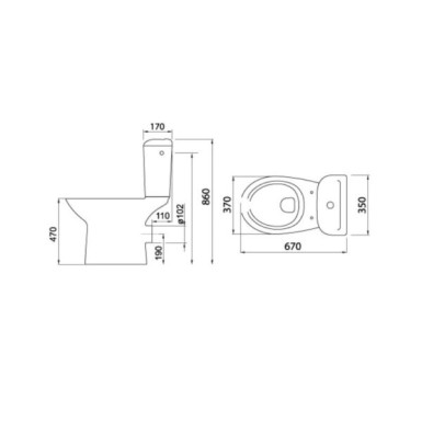 TEMA ECO (EC3100TH) Α.Μ.Ε.Α. Λεκάνη Χ.Π Πισω Στόμιο (P) Καζανάκι και Κάθισμα Thermoplast Soft Close