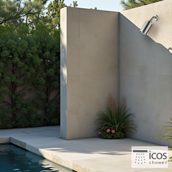 Icos Gem Επίτοιχη Κεφαλή Ντουζ 316 Brushed Inox
