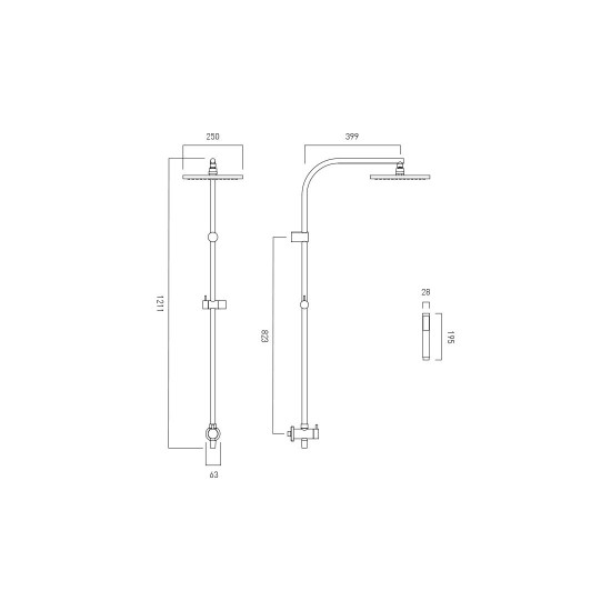 Vado, Θερμοστατική Στήλη 2 Εξόδων,  Brushed Nickel PVD
