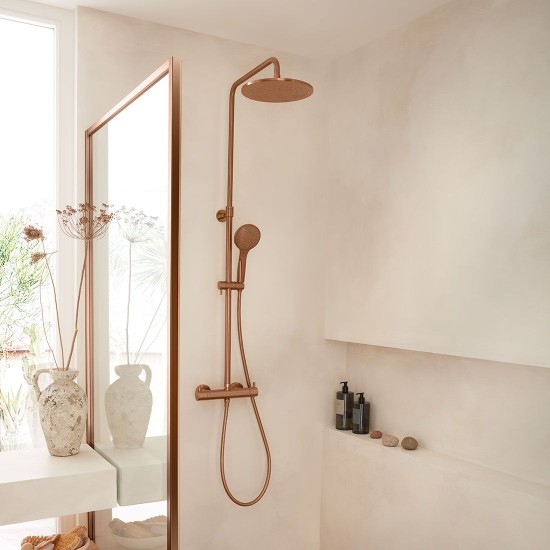 Vado, Θερμοστατική Στήλη 2 Εξόδων,  Brushed Bronze PVD