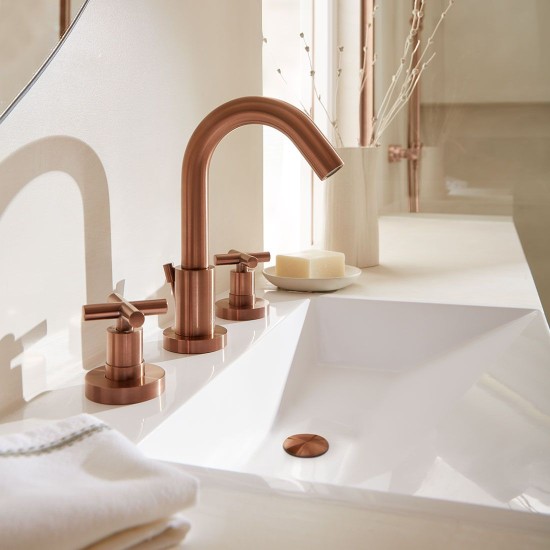 Vado Elements, Μπαταρία Νιπτήρος 3ων Οπών, με Βαλβίδα Pop-Up, Brushed Bronze PVD