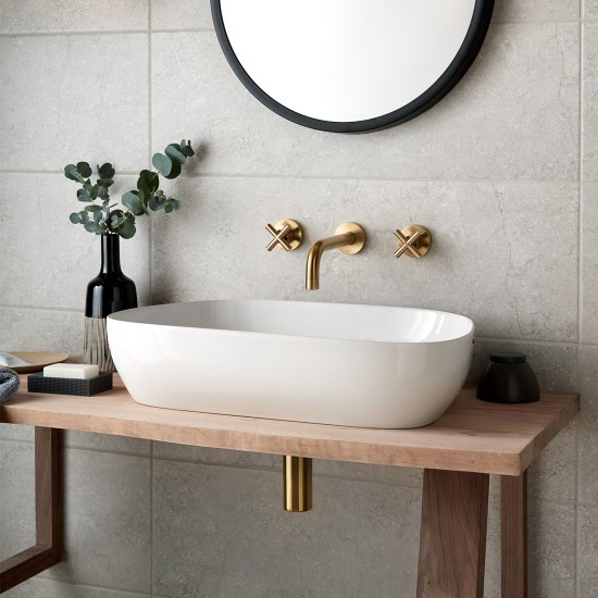 Vado Elements, Επίτοιχη Μπαταρία Νιπτήρος (Εκροή 20cm), Brushed Gold PVD