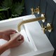 Vado Elements, Επίτοιχη Μπαταρία Νιπτήρος (Εκροή 20cm), Brushed Gold PVD