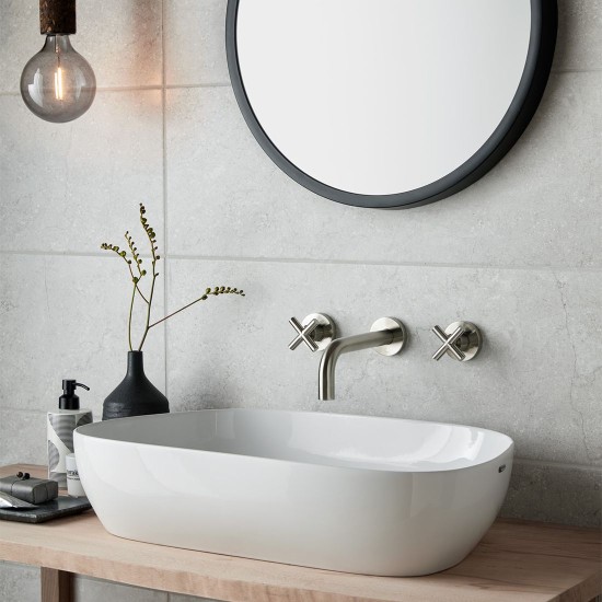 Vado Elements, Επίτοιχη Μπαταρία Νιπτήρος (Εκροή 20cm), Brushed Nickel PVD