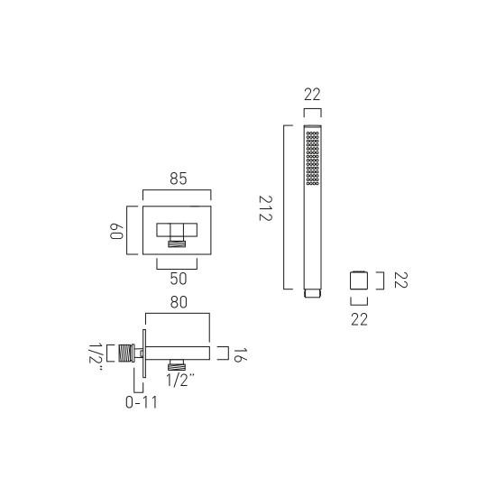 Vado, Instinct, Παροχή, Βάση, Σπιράλ 150cm και Τηλέφωνο, Brushed Nickel PVD