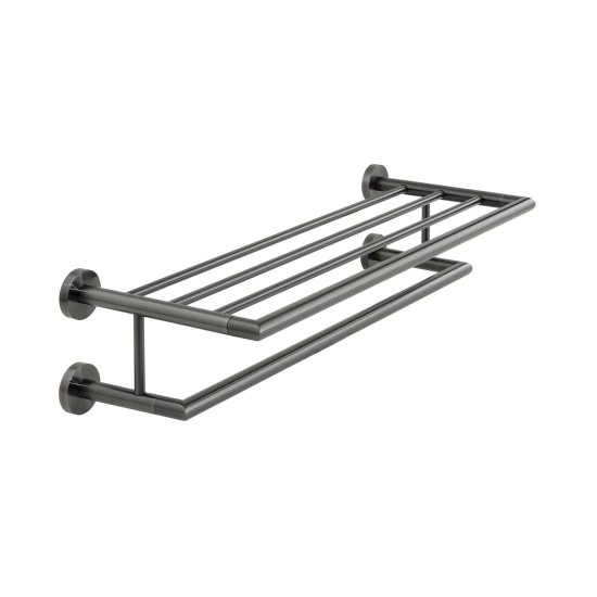 Vado Spa, Πετσετοθήκη με Πετσετοκρεμάστρα 60cm, Brushed Black PVD