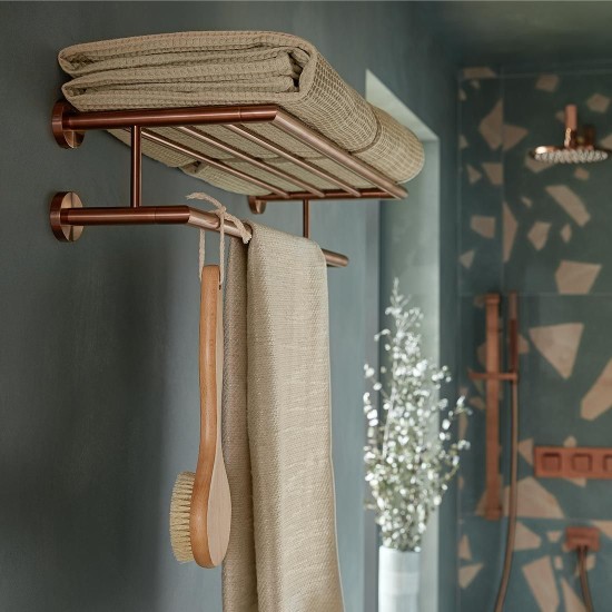 Vado Spa, Πετσετοθήκη με Πετσετοκρεμάστρα 60cm, Brushed Bronze PVD