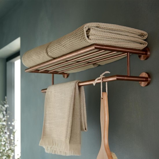 Vado Spa, Πετσετοθήκη με Πετσετοκρεμάστρα 60cm, Brushed Bronze PVD
