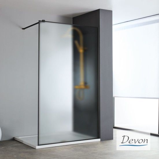 DEVON IWIS WALK-IN 77-79 εκ. H.200 FLUTED CLEAN-GLASS BLACK MATT