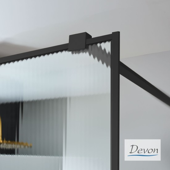 DEVON IWIS WALK-IN 87-89 εκ. H.200 FLUTED CLEAN-GLASS BLACK MATT
