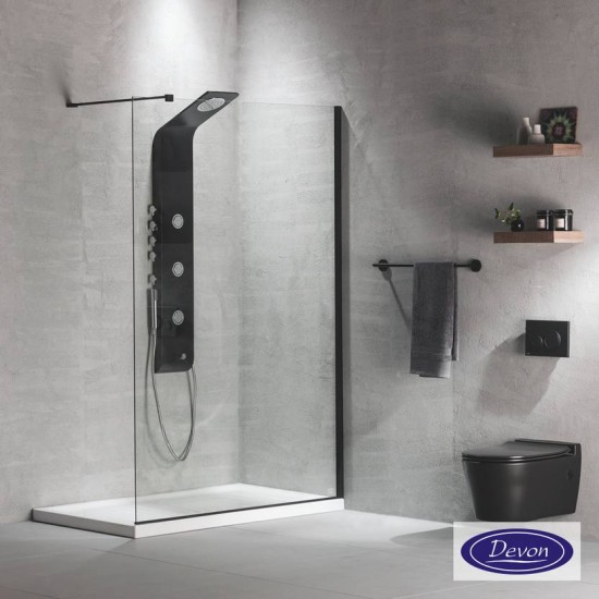Devon Iwis Walk-In 87-89 H.220 Clean-Glass Black Matt