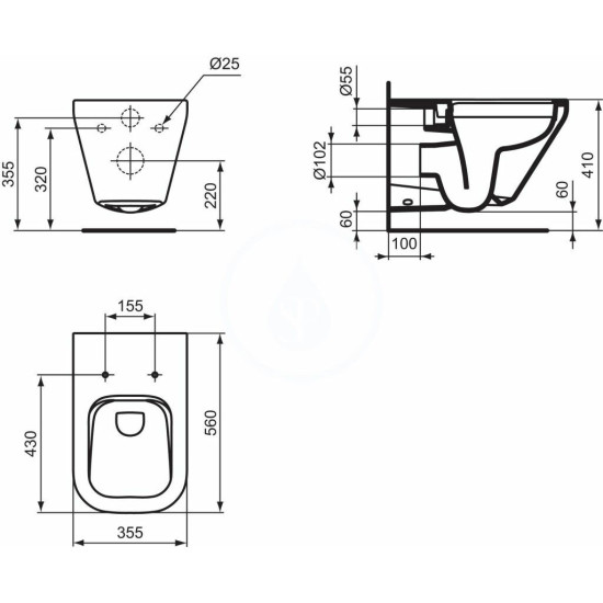 Σετ Ideal Standard Tonic II, Λεκάνη Rimless με κάθισμα Soft Close Quicq Release  (K316301-K706501)