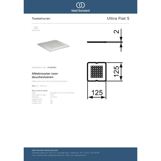 Ideal Standard Ultra Flat S, Μεταλλικό κάλυμμα βαλβίδας.