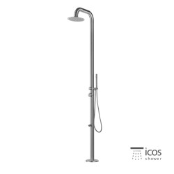 Icos Shower Lea, Επιδαπέδια Στήλη 3ων Εξόδων, Inox Brushed