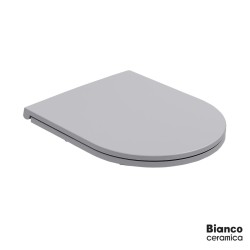 Bianco Ceramica Lenta,Κάλυμμα Λεκάνης Slim, Soft Close, Quick Release, Stone Grey/Chrome