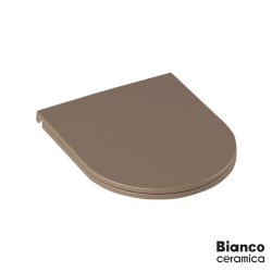 Bianco Ceramica Κάλυμμα λεκάνης Slim Soft-close από βακελίτη, γρήγορης απασφάλισης, Taupe Matt