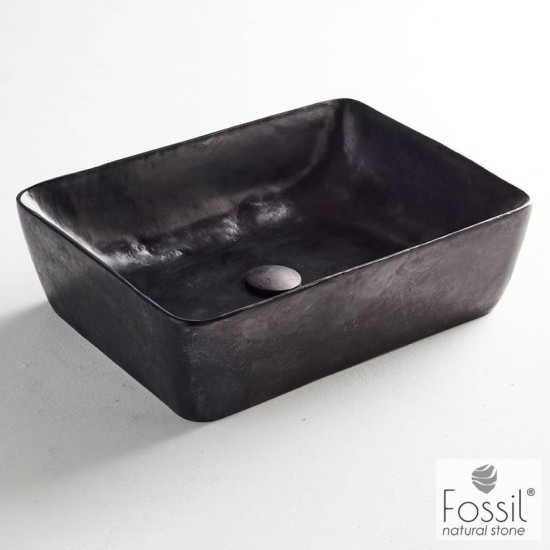 Fossil Jade, Μαρμάρινος Νιπτήρας 60x38cm, Υψος 14cm, Black