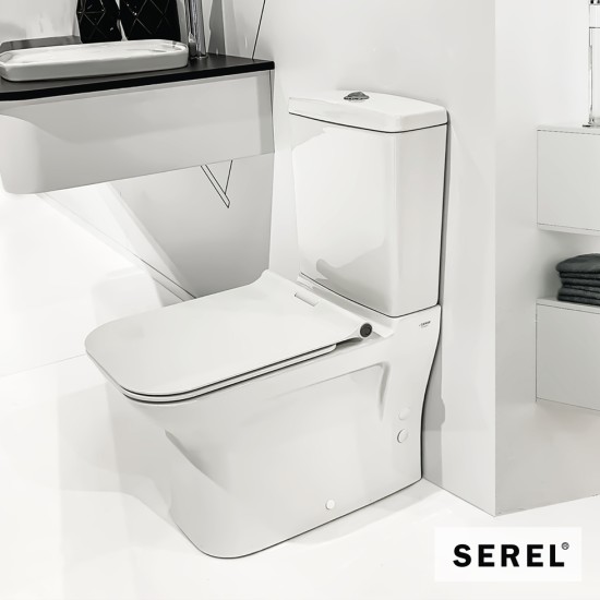 Serel Nita Square, Λεκάνη, Καζανάκι και Κάθισμα Slim Soft Close, Λευκή