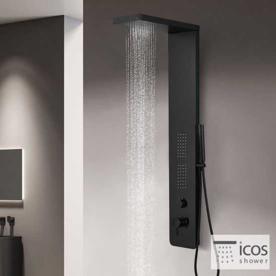 Icos Opra Στήλη Ντουζ Ύψος 130 Εκ. Black Matt