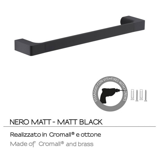 Gedy Pirenei, Επίτοιχη Πετσετοθήκη 35cm, Black Matt